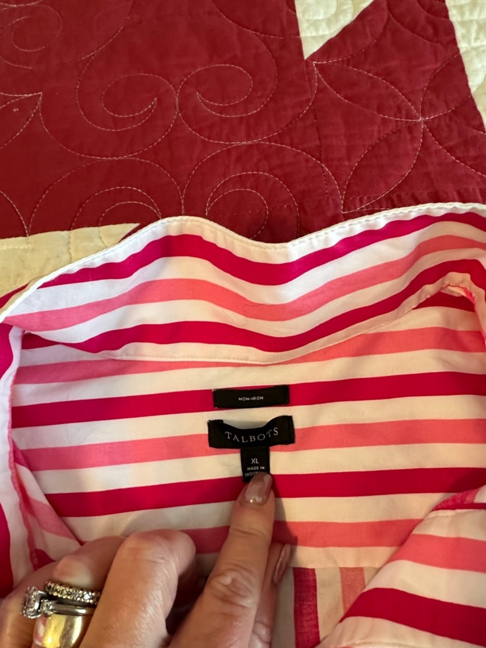 Talbots Pink and White Striped Collared Shirt - Picture 2 of 6
